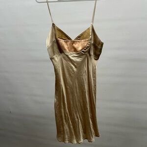 Anthropologie Gold and Cream Slip Mini Dress